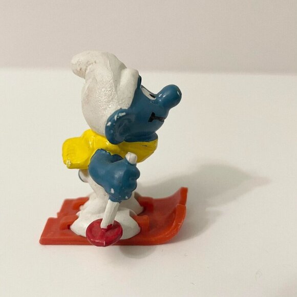 Vintage The Smurfs Skier Smurf Snow Skiing Ski Poles Toy Figurine - Picture 16 of 16